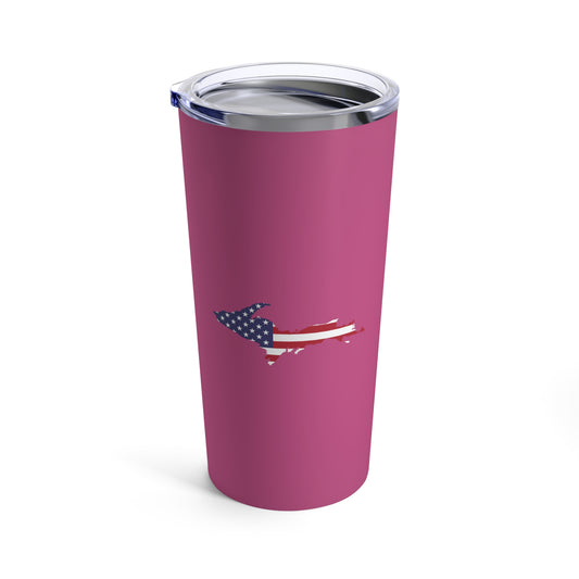 Michigan Upper Peninsula Tumbler (w/ UP USA Flag) | Apple Blossom Pink - 20oz