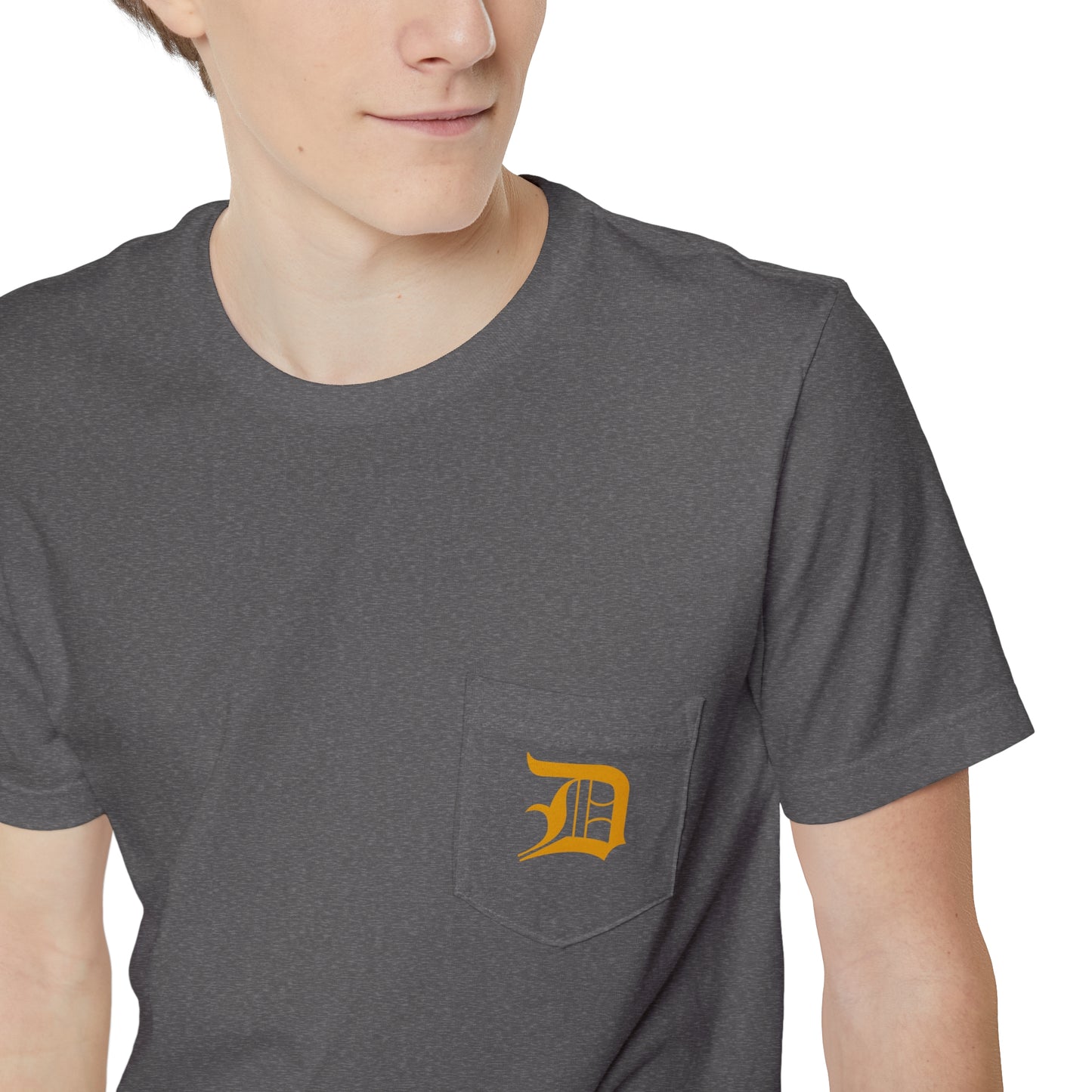 Detroit 'Old English D' Pocket T-Shirt (Gold) | Unisex Standard