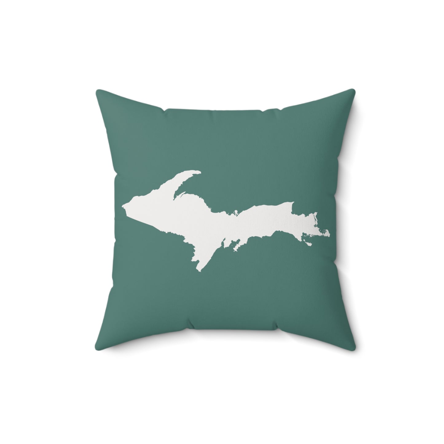 Michigan Upper Peninsula Accent Pillow (w/ UP Outline) | Copper Green