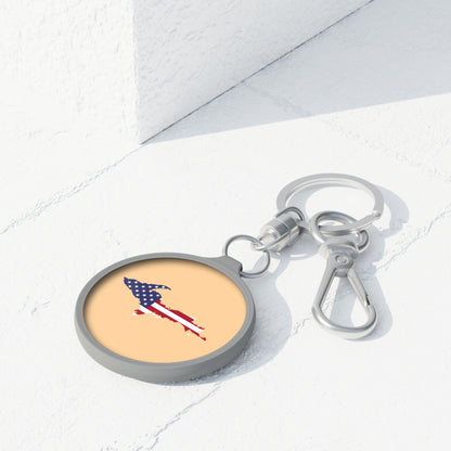 Michigan Upper Peninsula Keyring (w/ UP USA Flag) | Pale Apricot