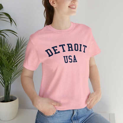 'Detroit USA' T-Shirt (Collegiate Font) | Unisex Standard