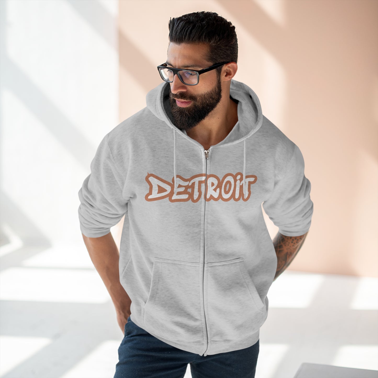 'Detroit' Hoodie (Copper Tag Font) | Unisex Full Zip