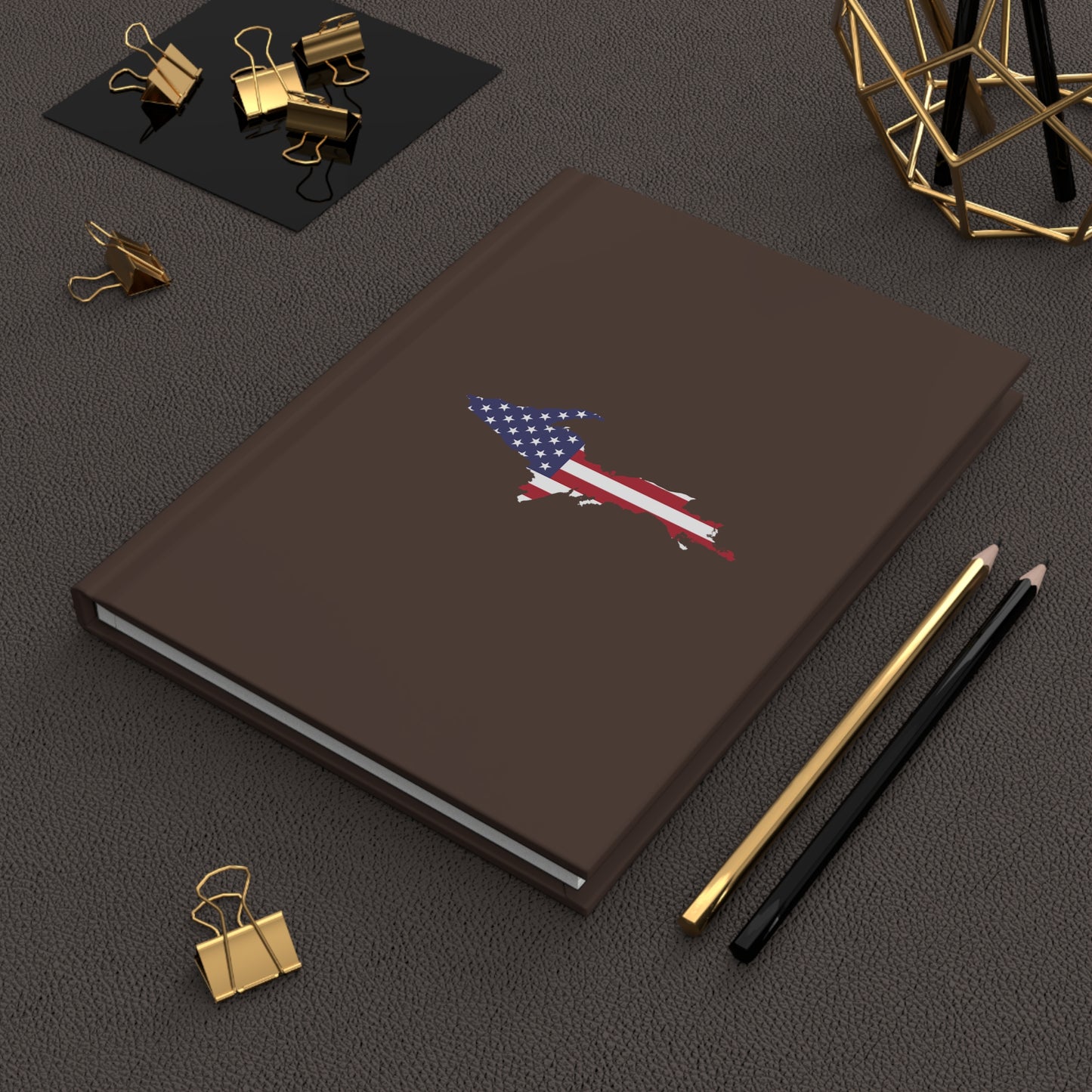 Michigan Upper Peninsula Hardcover Journal (w/ UP USA Flag) | Ruled - Hickory Color