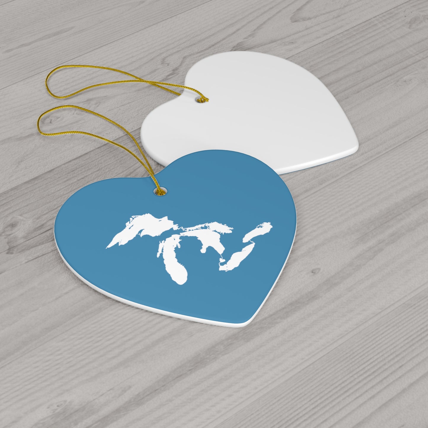 Great Lakes Christmas Ornament (Lake Michigan Blue) | Ceramic - 4 Shapes