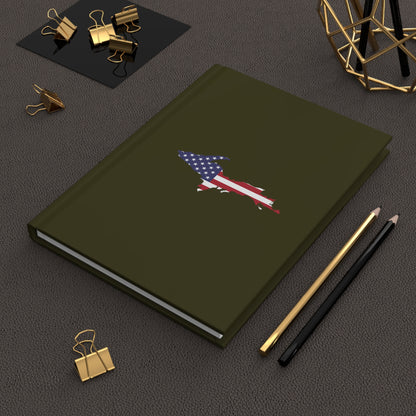 Michigan Upper Peninsula Hardcover Journal (w/ UP USA Flag) | Ruled - Military Green