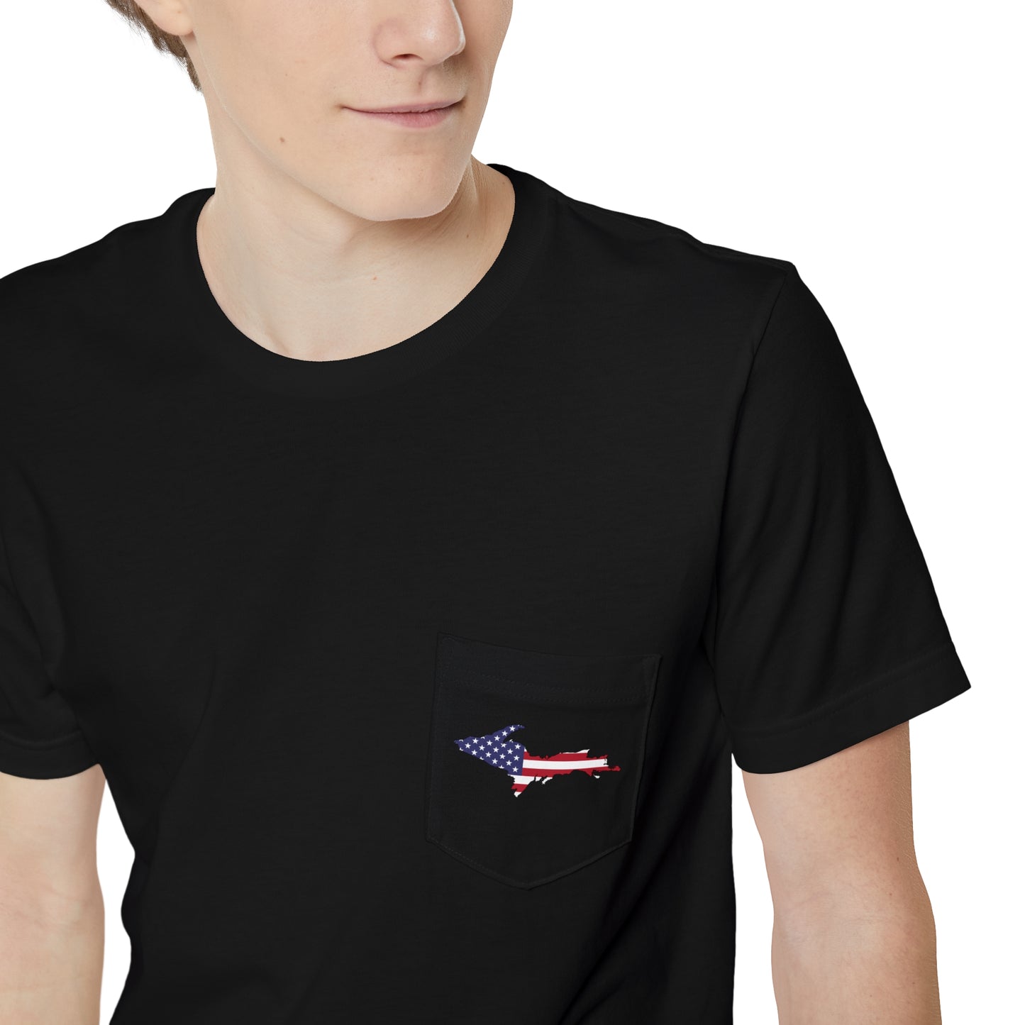 Michigan Upper Peninsula Pocket T-Shirt (w/ UP USA Flag) | Unisex Standard