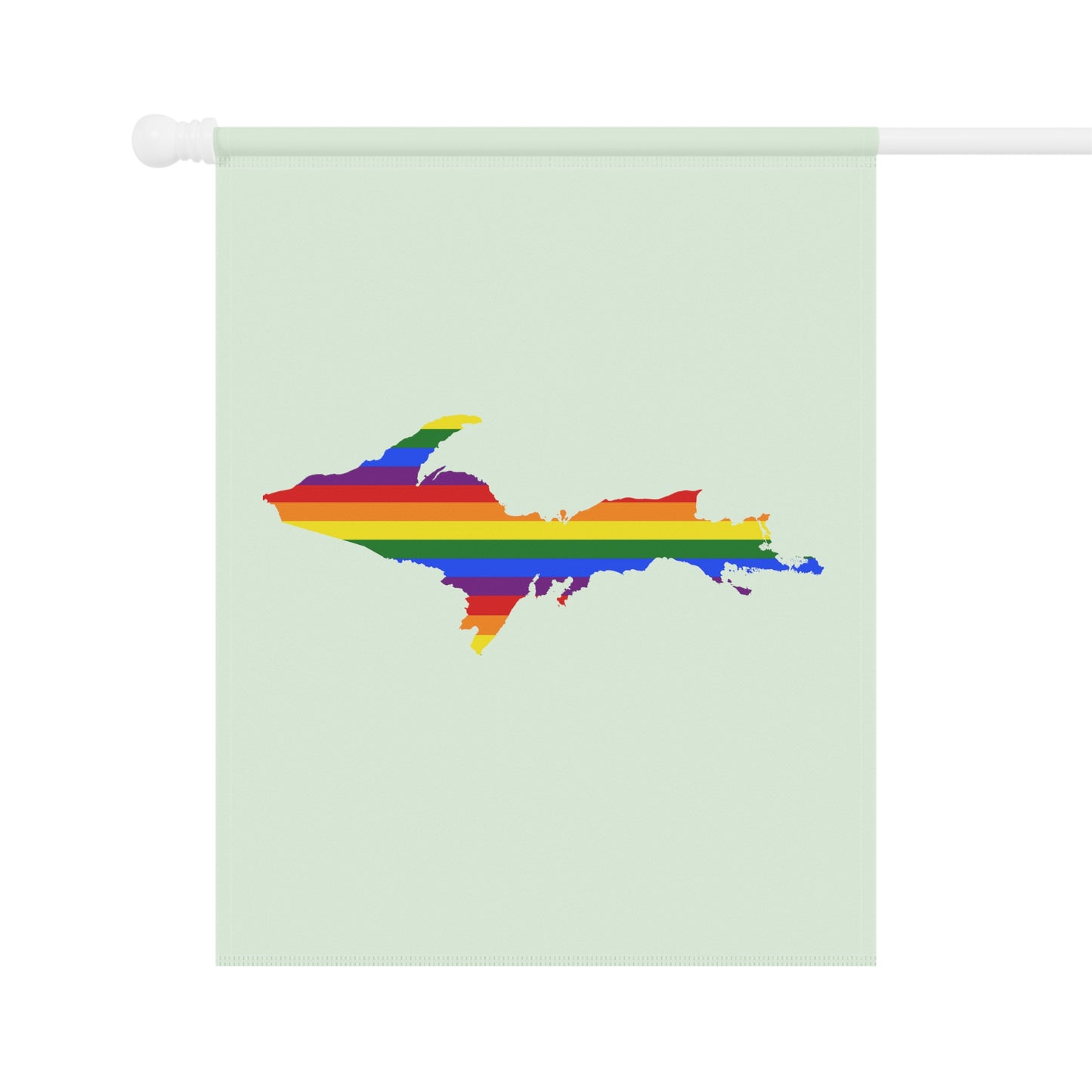 Michigan Upper Peninsula Home & Garden Flag (w/ UP Rainbow Pride Flag) | Dew Green