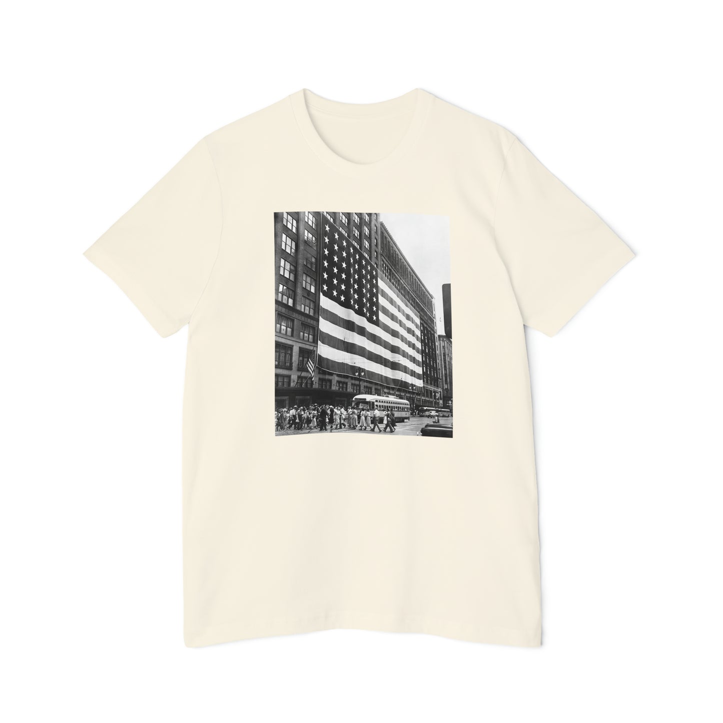 'American Flag at Hudson's Detroit' Photo T-Shirt (1920s) | Made in USA