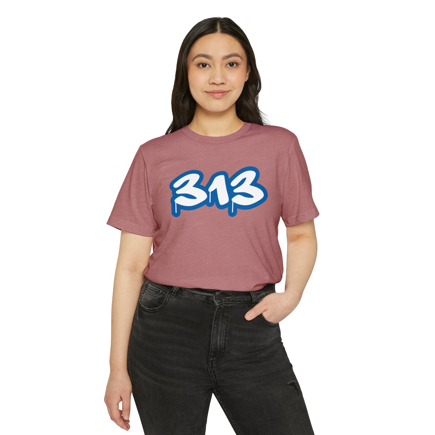 Detroit '313' T-Shirt (Azure Tag Font) | Unisex Recycled Organic