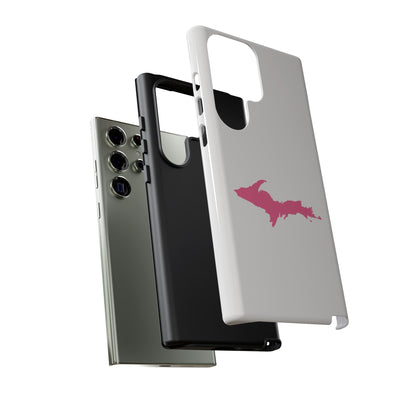 Michigan Upper Peninsula Tough Phone Case (Birch Bark White w/ Pink UP Outline) | Samsung & Pixel Android