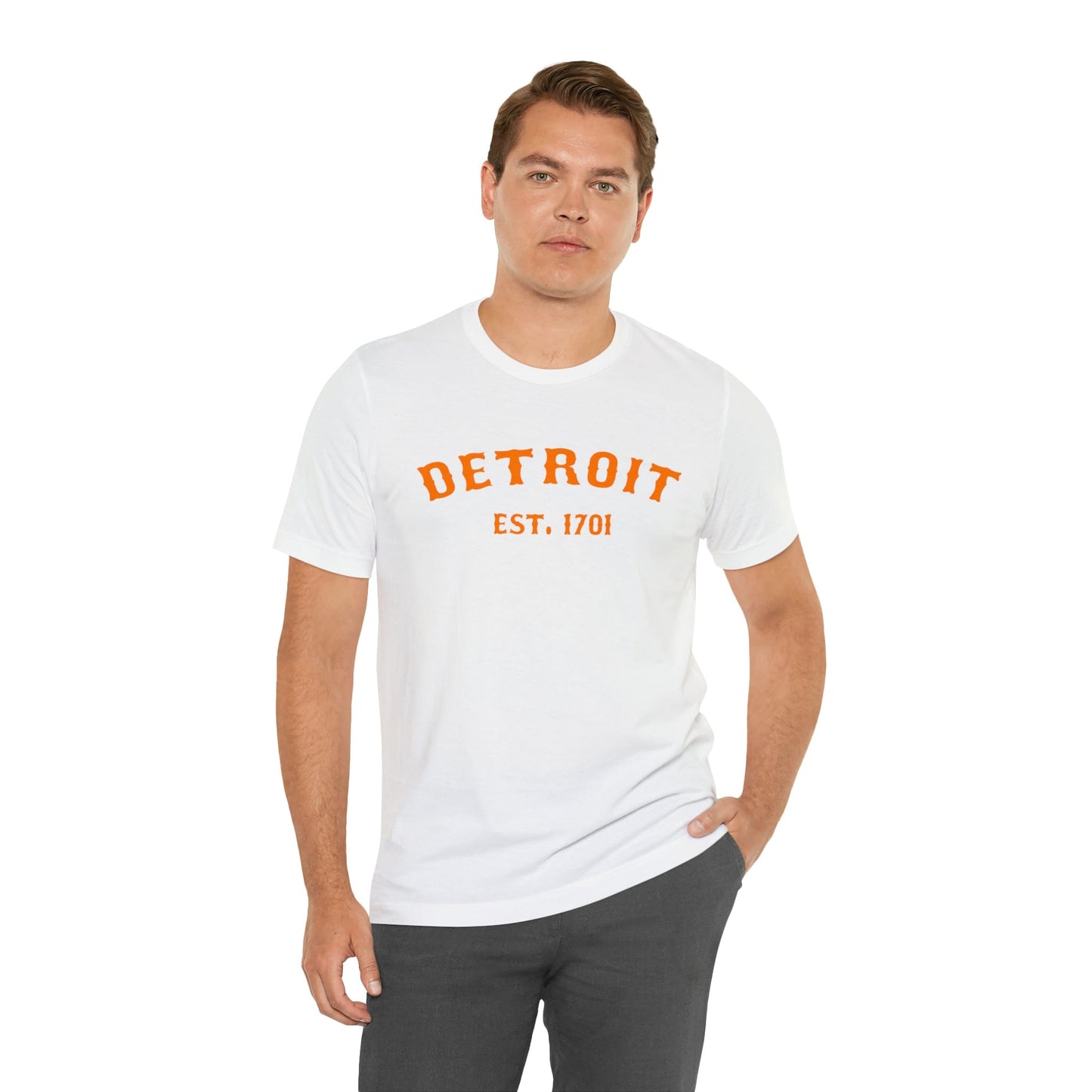 Detroit EST. 1701' T-Shirt (Orange Ballpark Font) | Unisex Standard