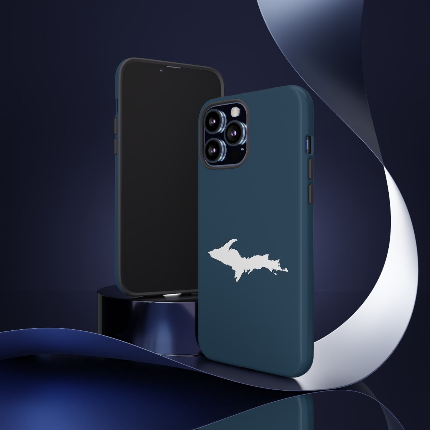 Michigan Upper Peninsula Tough Phone Case ('37 Caddie Cavalier Blue w/ UP Outline) | Apple iPhone