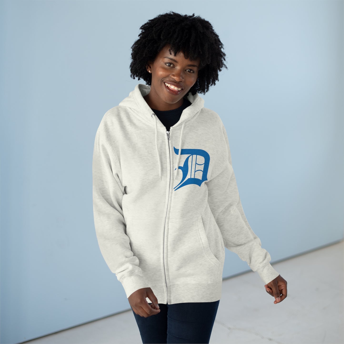 Detroit 'Old English D' Hoodie (Azure) | Unisex Full Zip