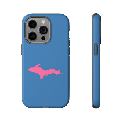 Michigan Upper Peninsula Tough Phone Case (Lake Superior Blue w/ Pink UP Outline) | Apple iPhone