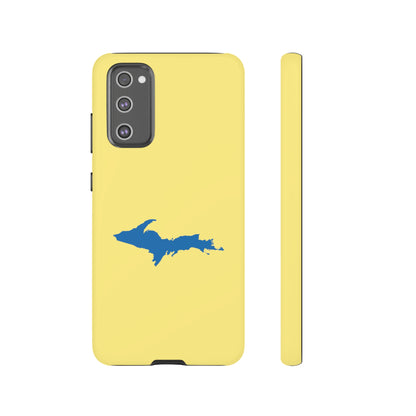 Michigan Upper Peninsula Tough Phone Case (Yellow Cherry w/ Azure UP Outline) | Samsung & Pixel Android