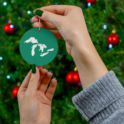 Great Lakes Christmas Ornament (Emerald Green) | Ceramic - 4 Shapes