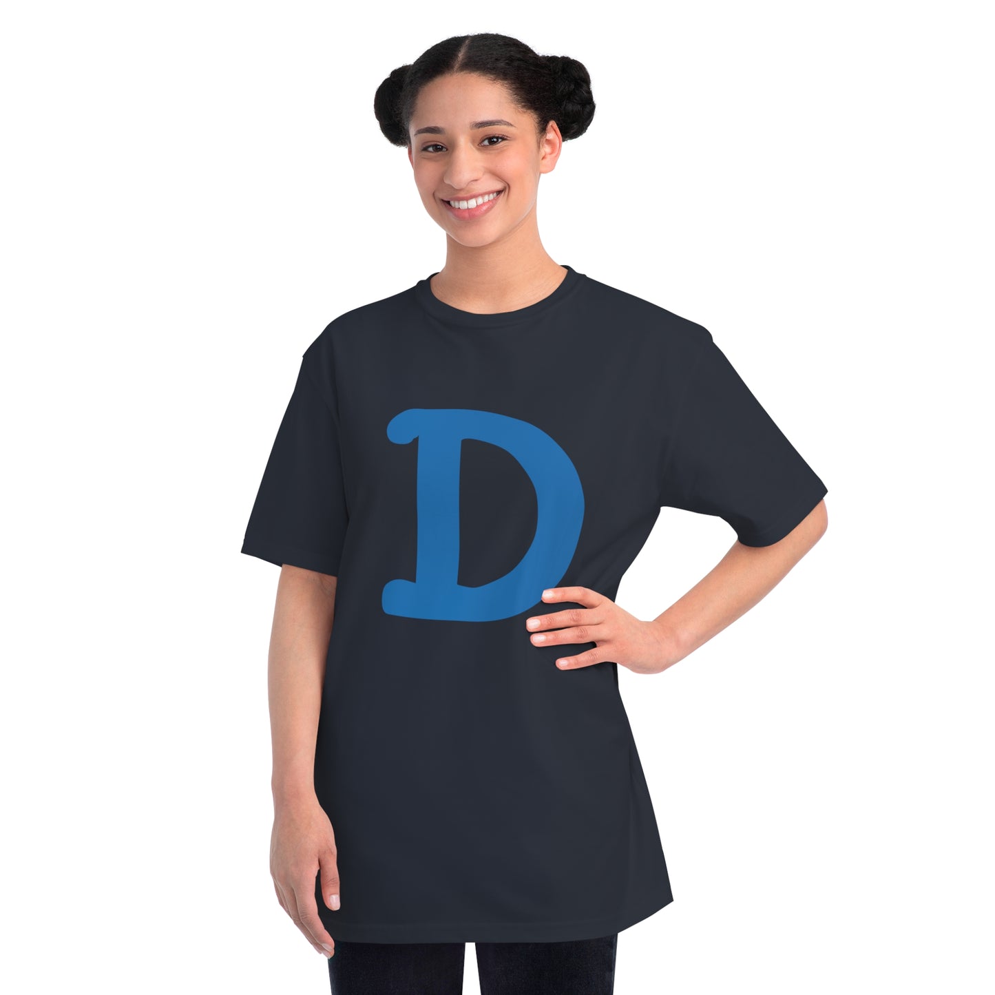 Detroit 'Old French D' T-Shirt (Azure Full  Outline) | Unisex Organic