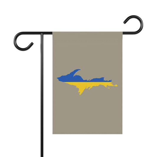 Michigan Upper Peninsula Home & Garden Flag (w/ UP Ukraine Flag) | Petoskey Stone Beige