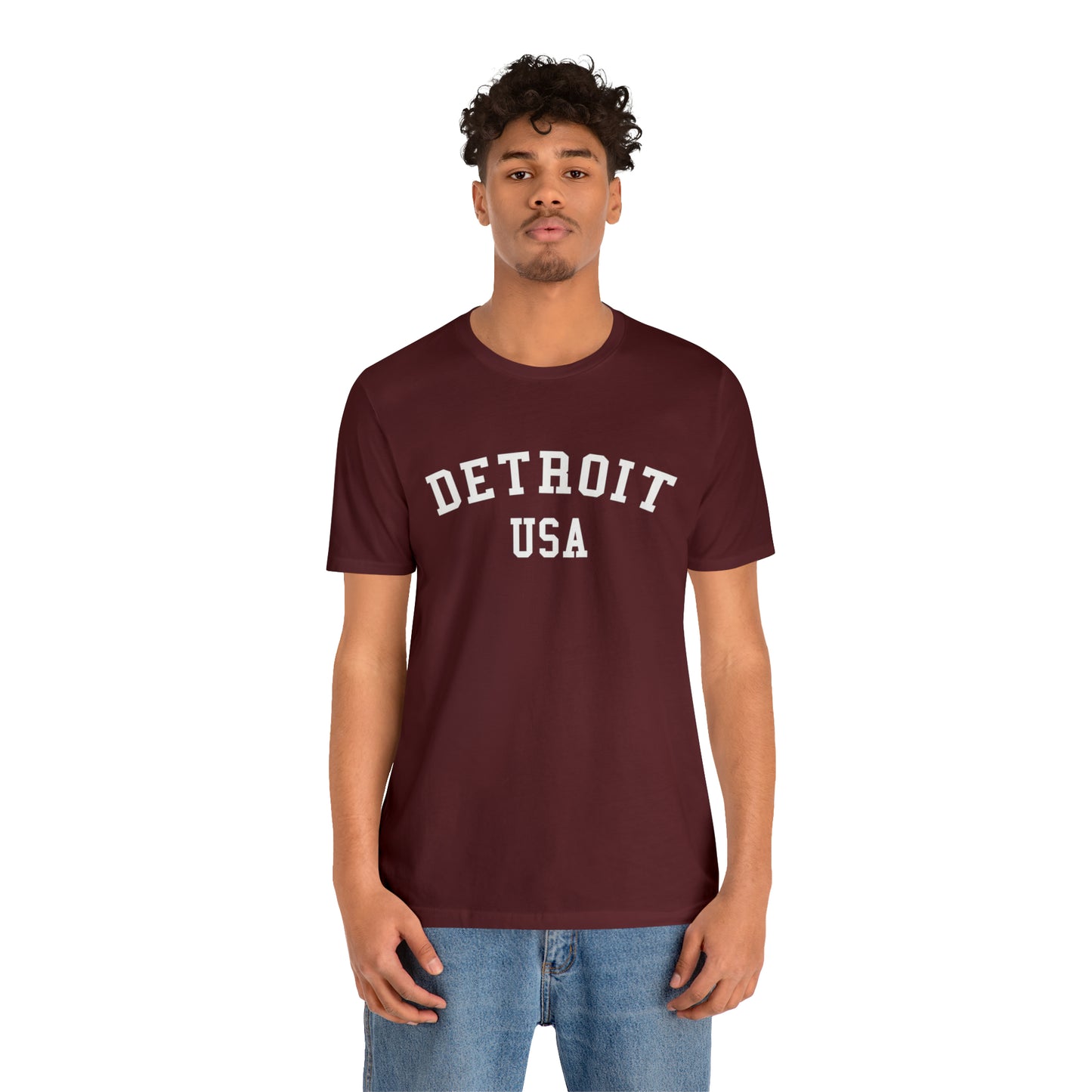 'Detroit USA' T-Shirt (Collegiate Font) | Unisex Standard