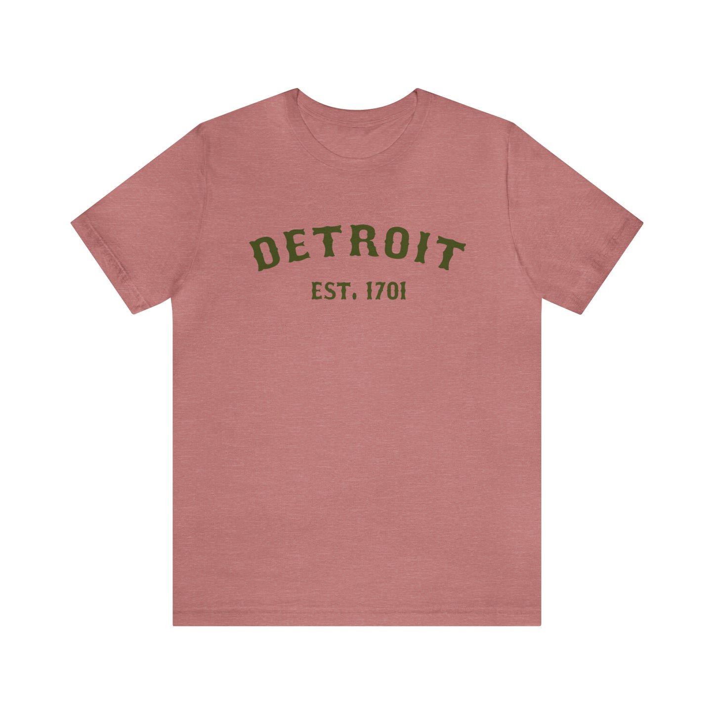 'Detroit EST. 1701' T-Shirt (Army Green Ballpark Font) | Unisex Standard