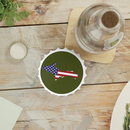 Michigan Upper Peninsula Bottle Opener (w/ UP USA Flag ) | Army Green