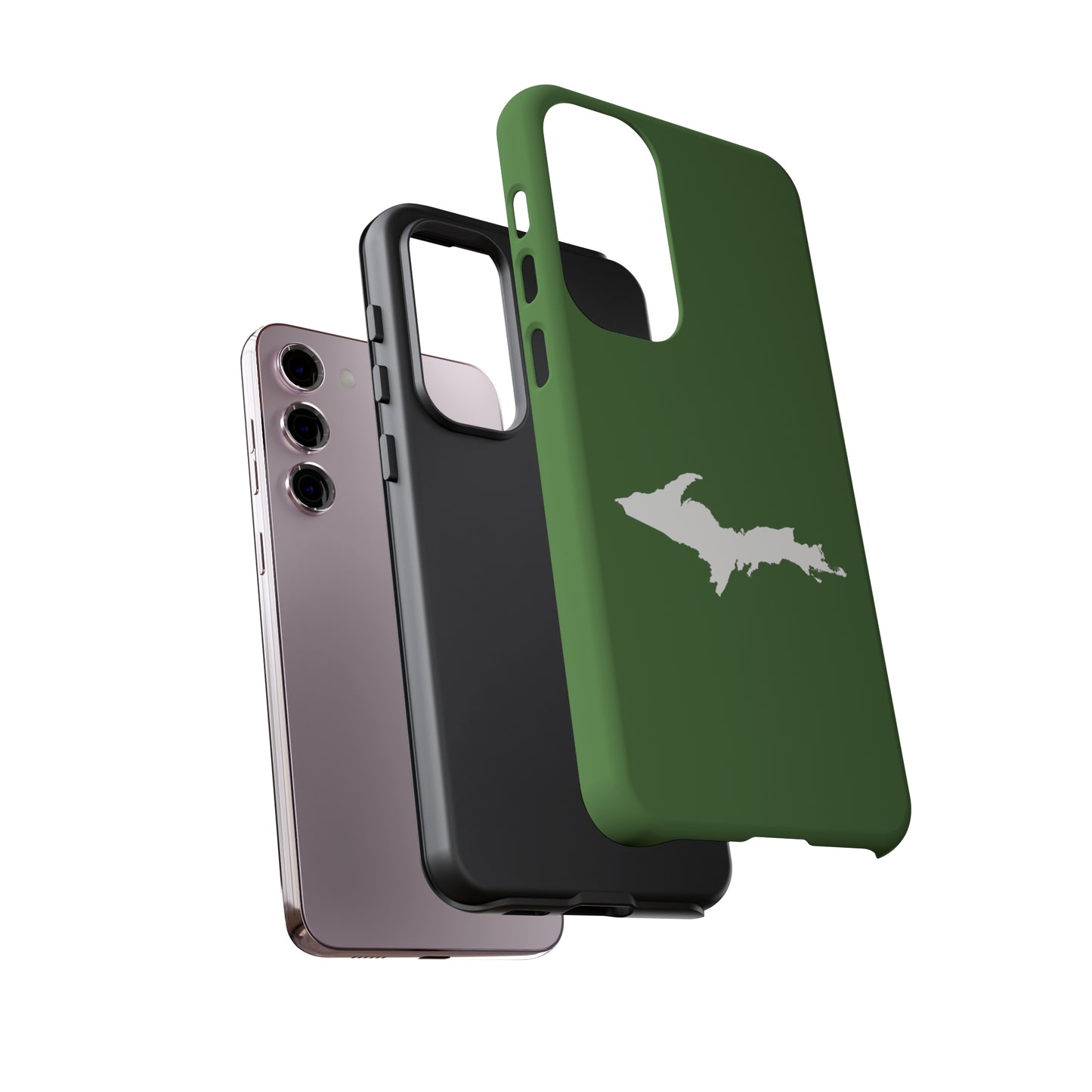 Michigan Upper Peninsula Tough Phone Case (Pine Green w/ UP Outline) | Samsung & Pixel Android