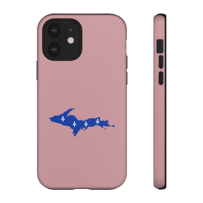 Michigan Upper Peninsula Tough Phone Case (Cherry Blossom Pink w/ UP Quebec Flag Outline) | Apple iPhone