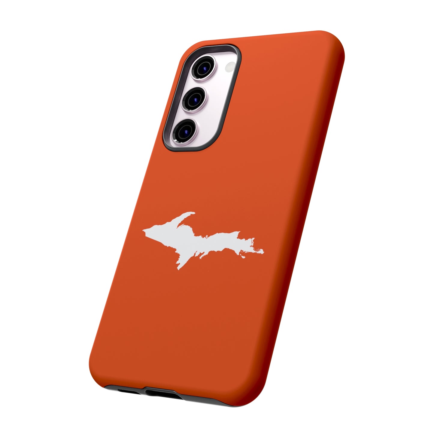 Michigan Upper Peninsula Tough Phone Case (Maple Leaf Orange w/ UP Outline) | Samsung & Pixel Android