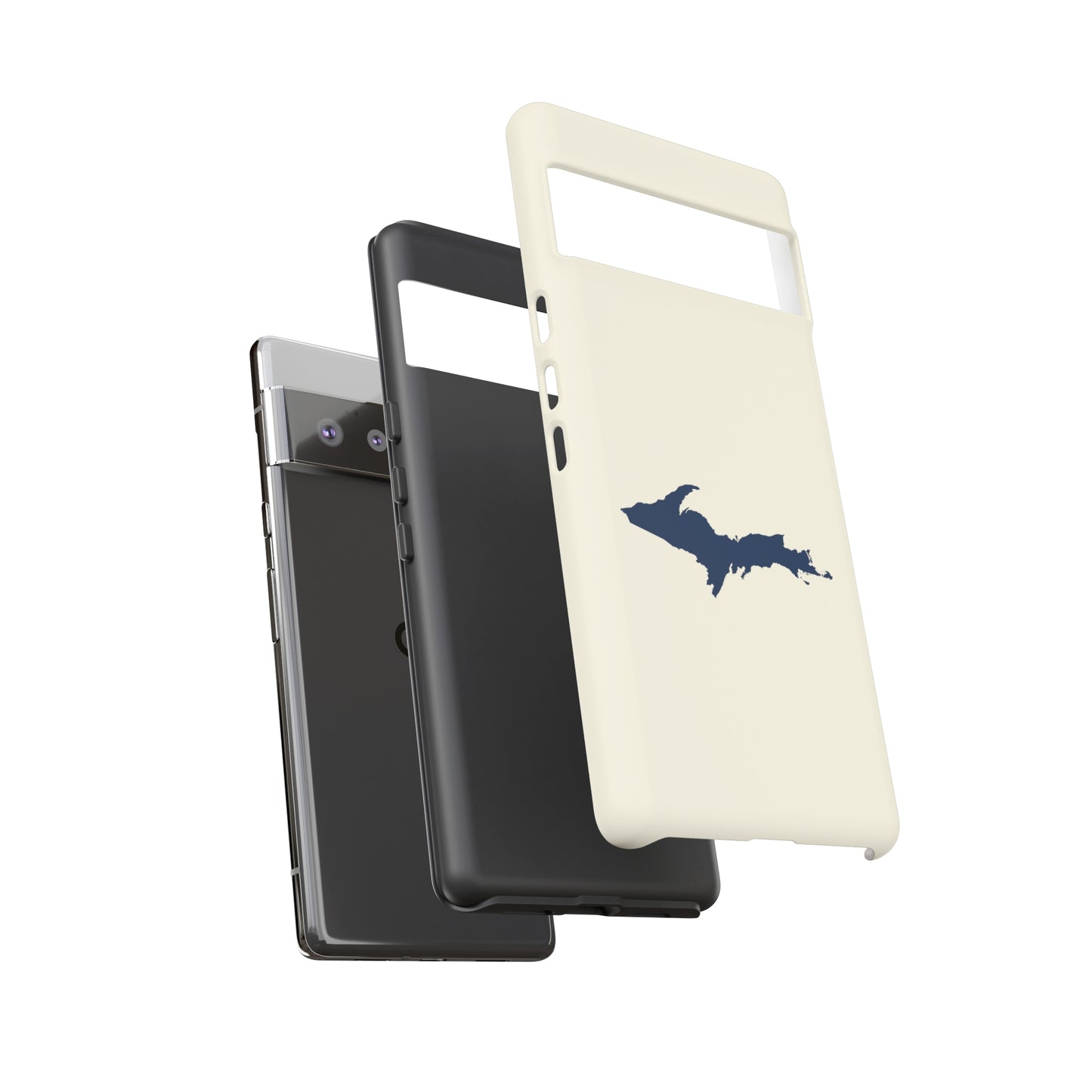 Michigan Upper Peninsula Tough Phone Case (Ivory w/ Navy UP Outline) | Samsung & Pixel Android