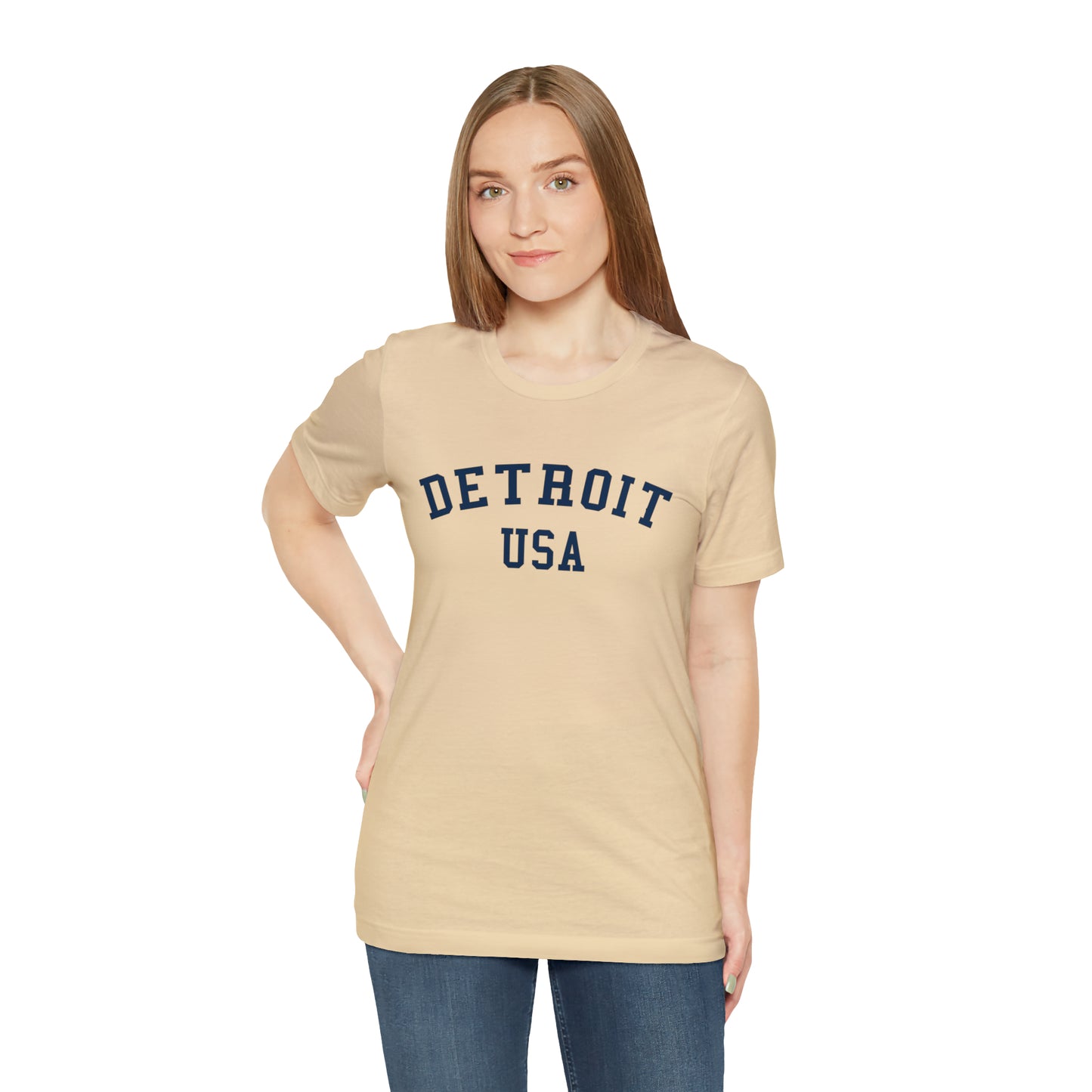 'Detroit USA' T-Shirt (Collegiate Font) | Unisex Standard