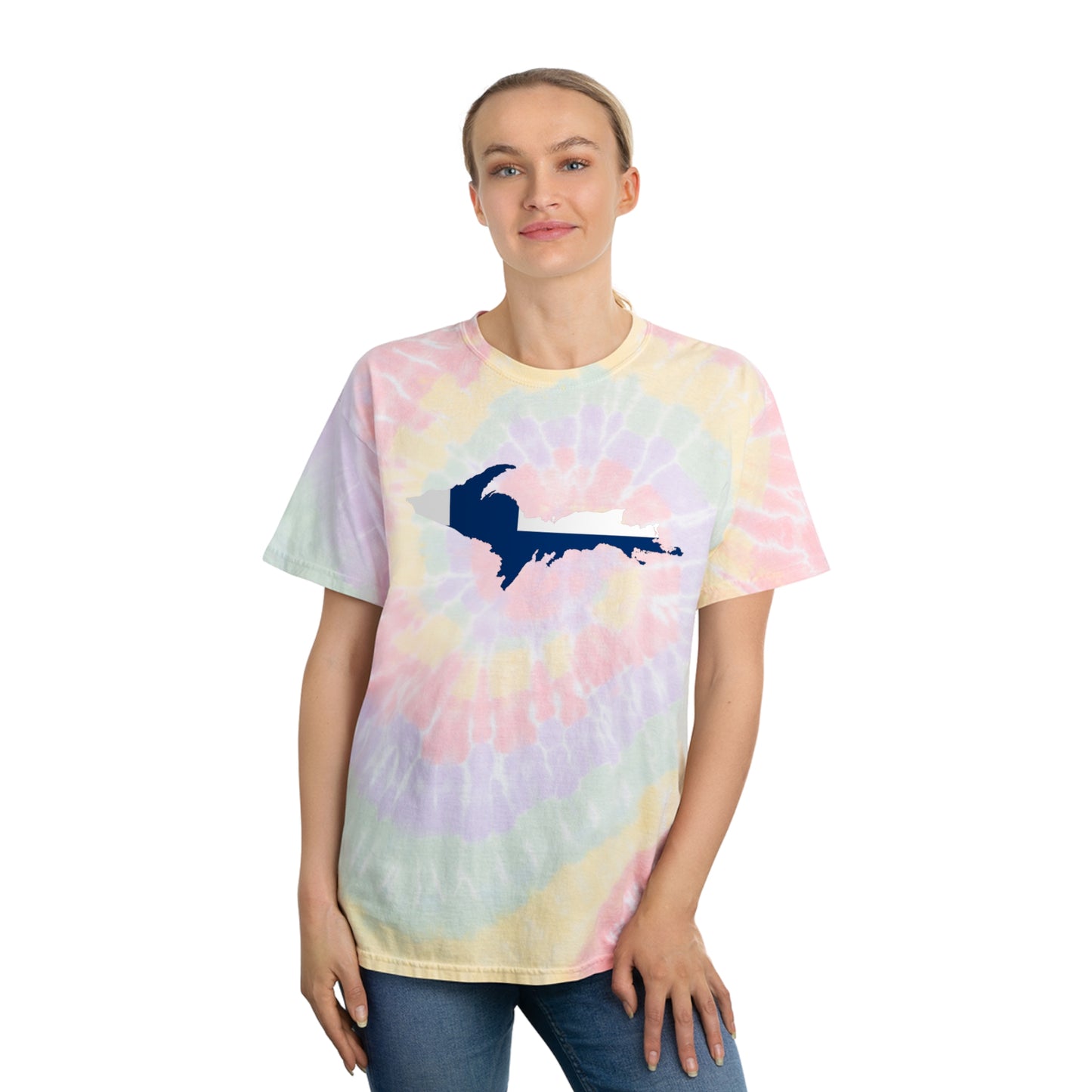 Michigan Upper Peninsula Tie-Dye T-Shirt (w/ UP Finland Flag) | Unisex Spiral