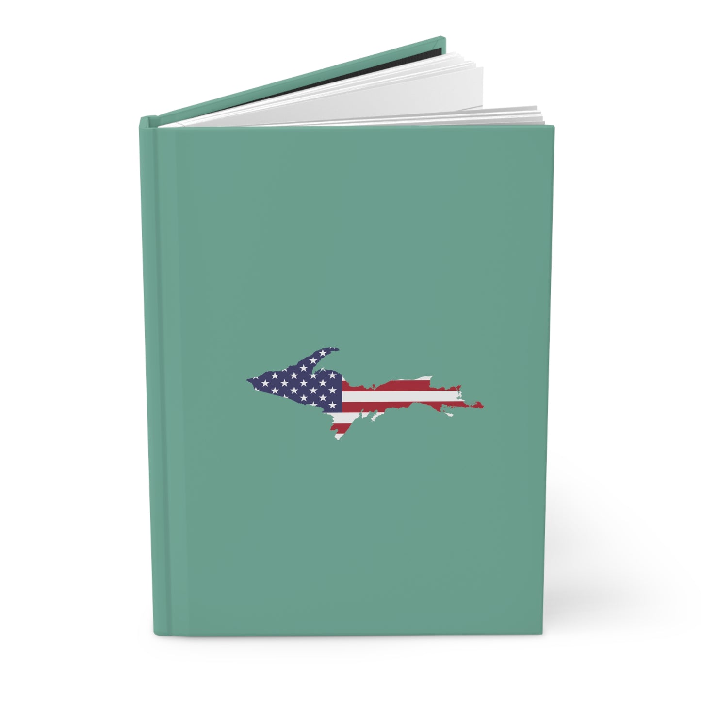 Michigan Upper Peninsula Hardcover Journal (w/ UP USA Flag) | Ruled - Metallic Mint Green