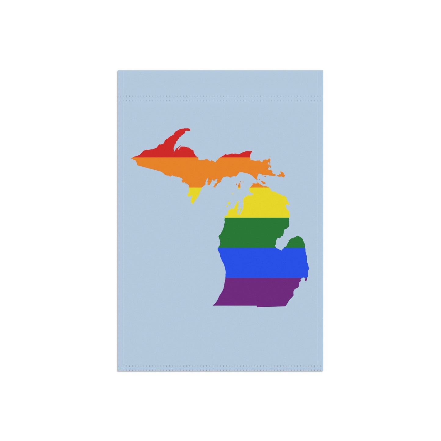 Michigan Rainbow Pride Home & Garden Flag (w/ MI Outline) | Light Blue