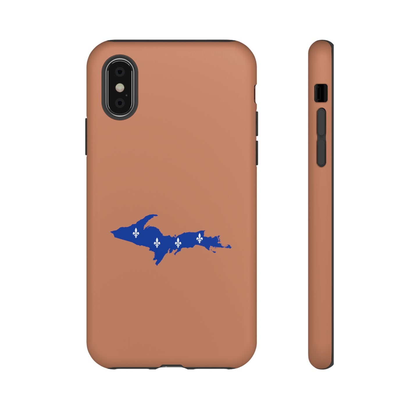 Michigan Upper Peninsula Tough Phone Case (Copper Color w/ UP Quebec Flag Outline) | Apple iPhone