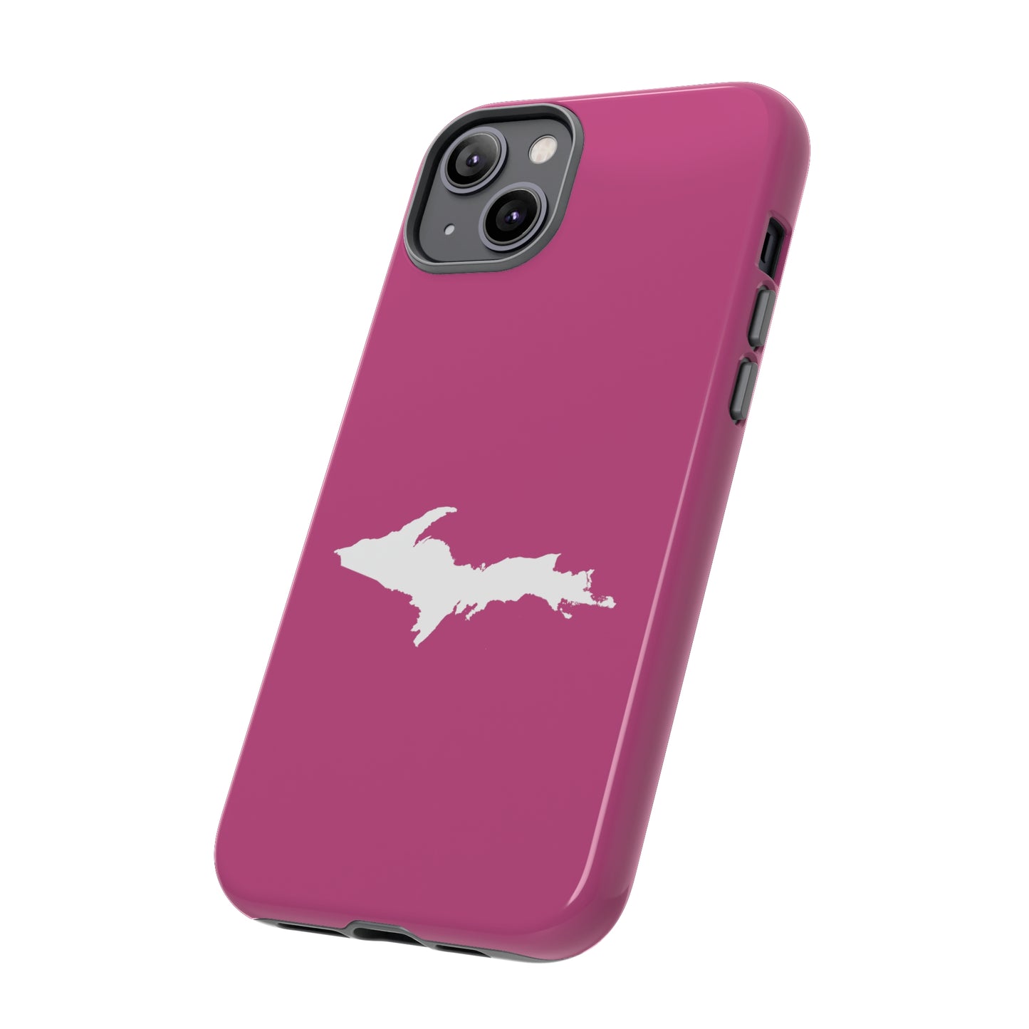 Michigan Upper Peninsula Tough Phone Case (Apple Blossom Pink w/ UP Outline) | Apple iPhone