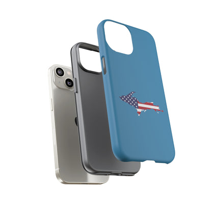 Michigan Upper Peninsula Tough Phone Case (Lake Michigan Blue w/ UP USA Flag Outline) | Apple iPhone