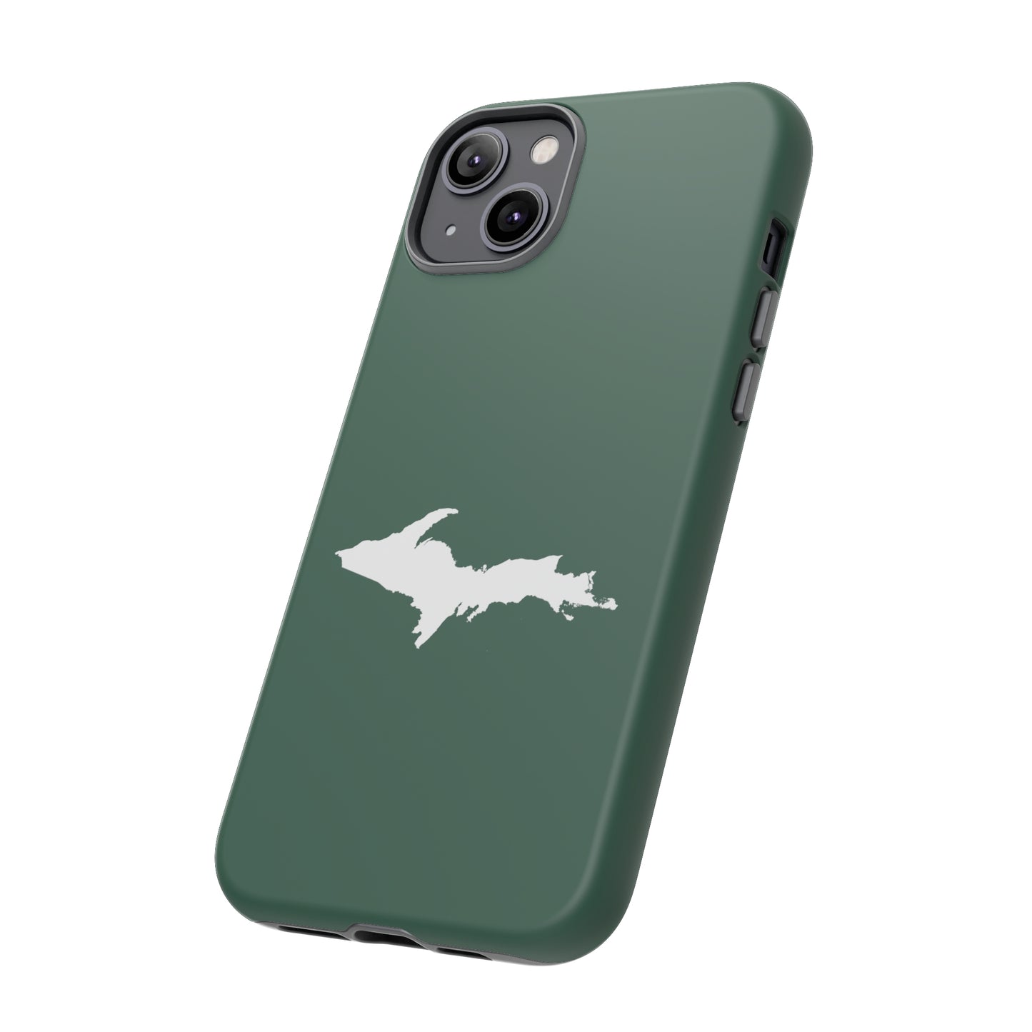 Michigan Upper Peninsula Tough Phone Case (Ginger Ale Green w/ UP Outline) | Apple iPhone