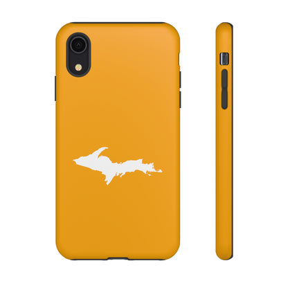 Michigan Upper Peninsula Tough Phone Case (Autumn Birch Leaf Color w/ UP Outline) | Apple iPhone