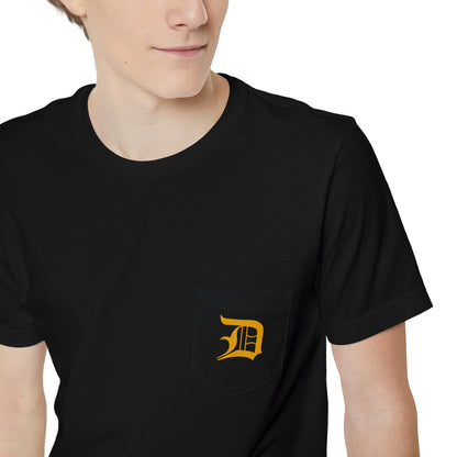 Detroit 'Old English D' Pocket T-Shirt (Gold) | Unisex Standard