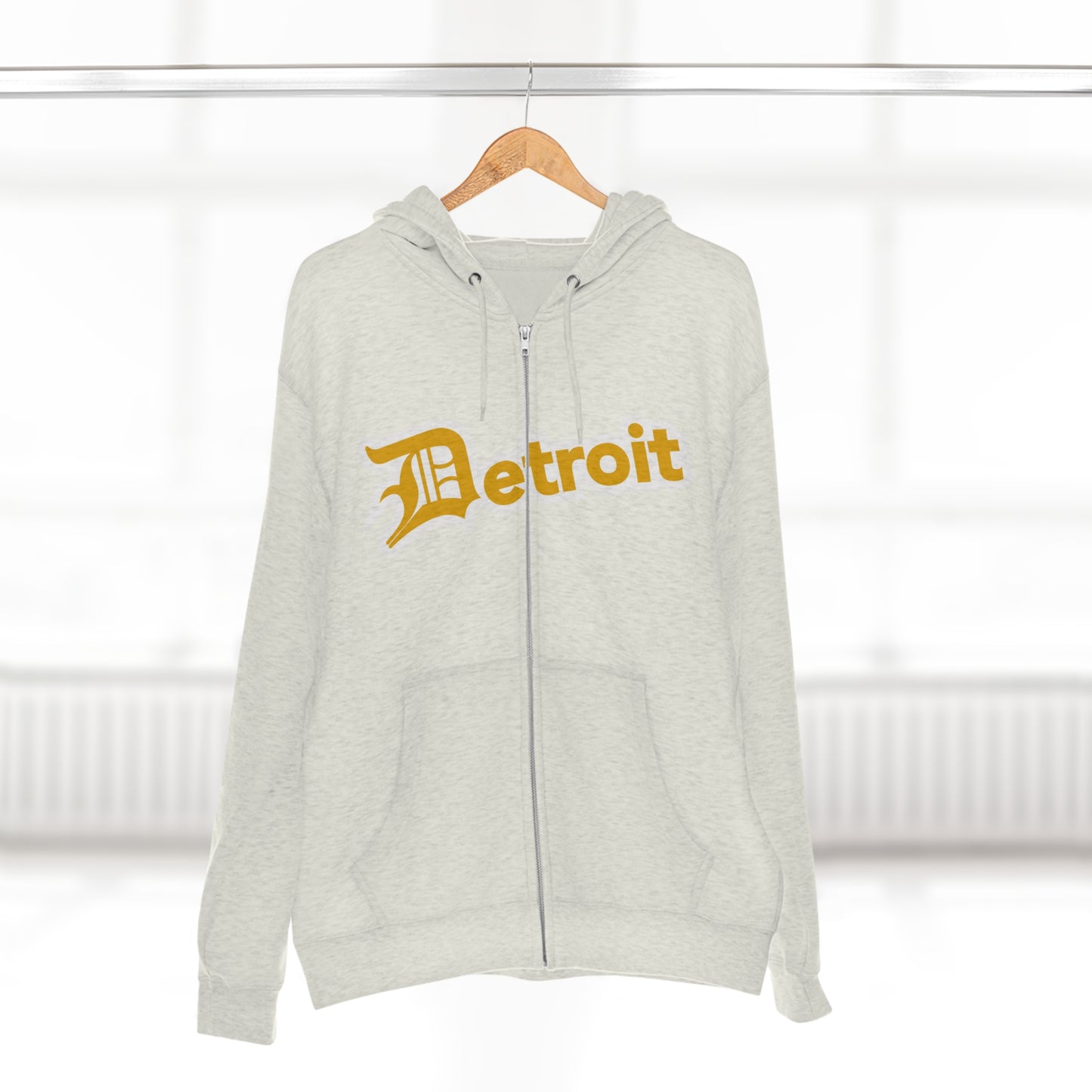 'Detroit' Hoodie (Gold w/ Old English 'D') | Unisex Full Zip