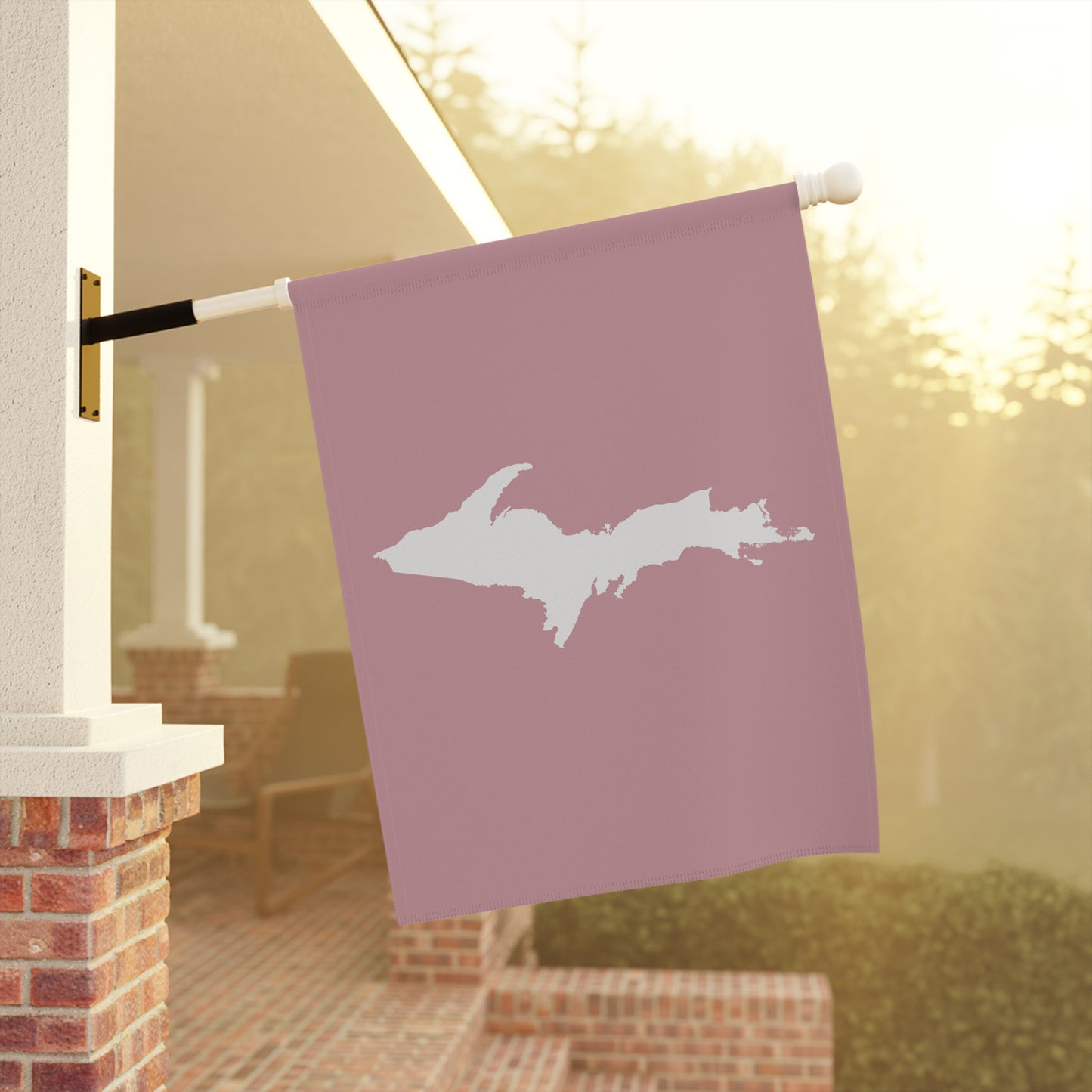 Michigan Upper Peninsula Home & Garden Flag (w/ UP Outline) | Cherry Blossom Pink