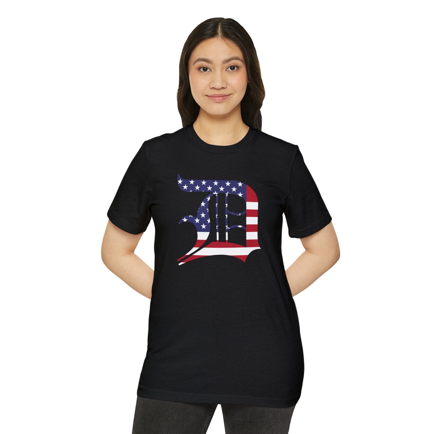 Detroit 'Old English D' T-Shirt (Patriotic Edition) | Unisex Recycled Organic