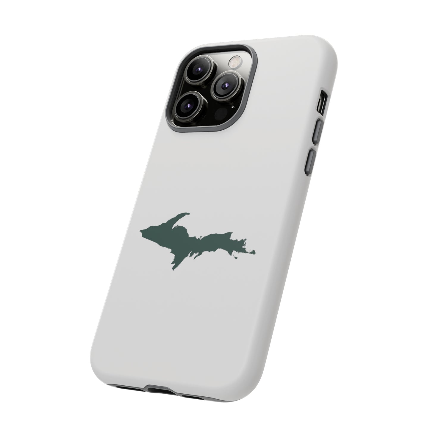 Michigan Upper Peninsula Tough Phone Case (Birch Bark White w/ Green UP Outline) | Apple iPhone