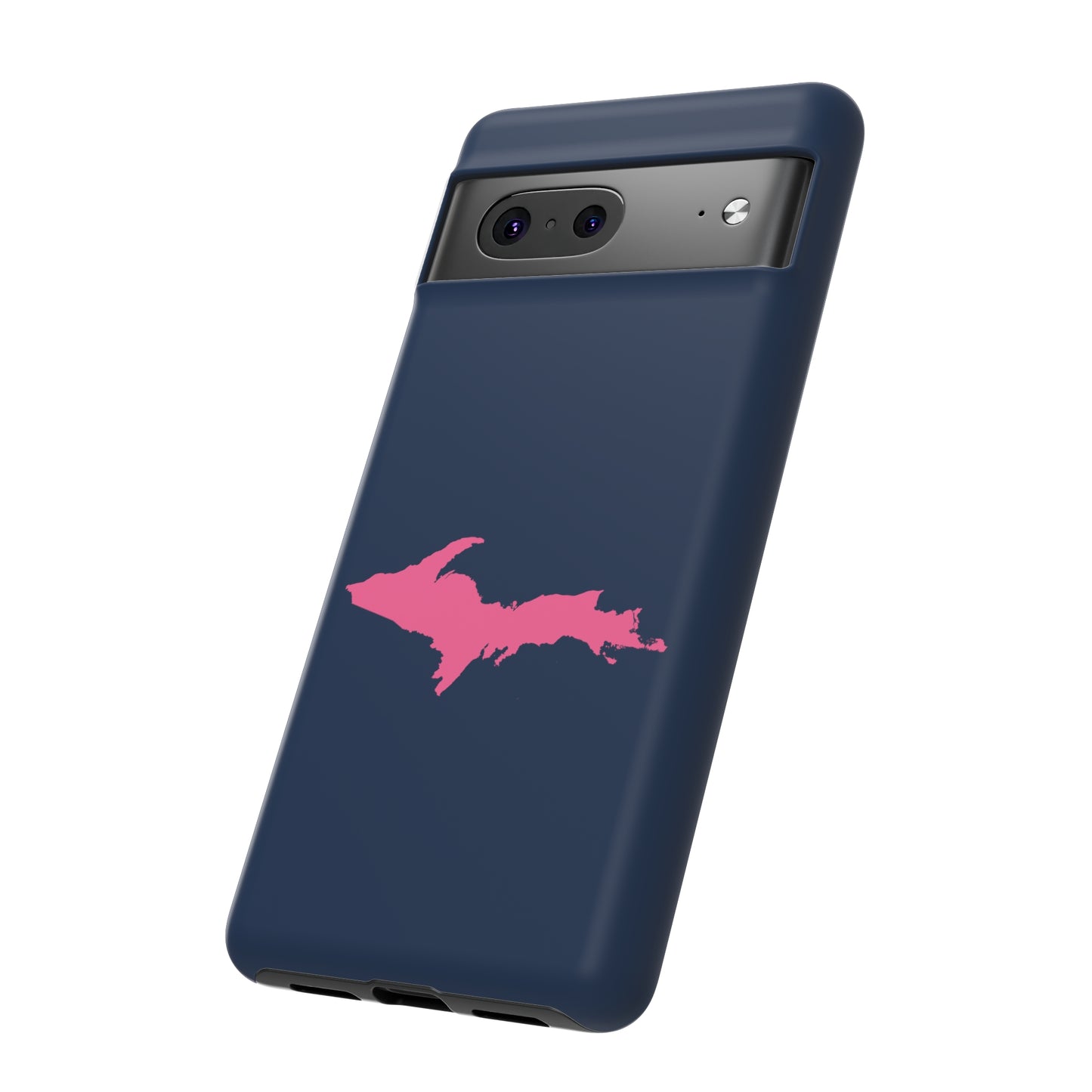 Michigan Upper Peninsula Tough Phone Case (Navy w/ Pink UP Outline) | Samsung & Pixel Android