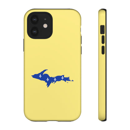 Michigan Upper Peninsula Tough Phone Case (Yellow Cherry Color w/ UP Quebec Flag Outline) | Apple iPhone