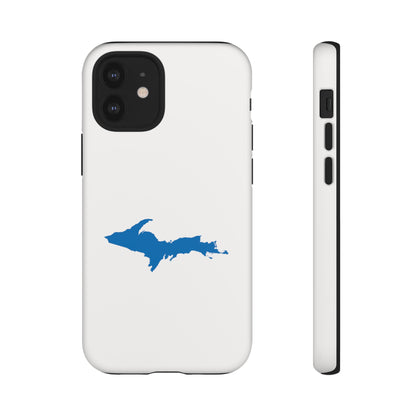 Michigan Upper Peninsula Tough Phone Case (Birch Bark White w/ Azure UP Outline) | Apple iPhone