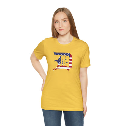 Detroit 'Old English D' T-Shirt (Patriotic Edition) | Unisex Standard