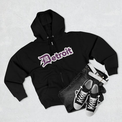 'Detroit' Hoodie (Plum w/ Old English 'D') | Unisex Full Zip