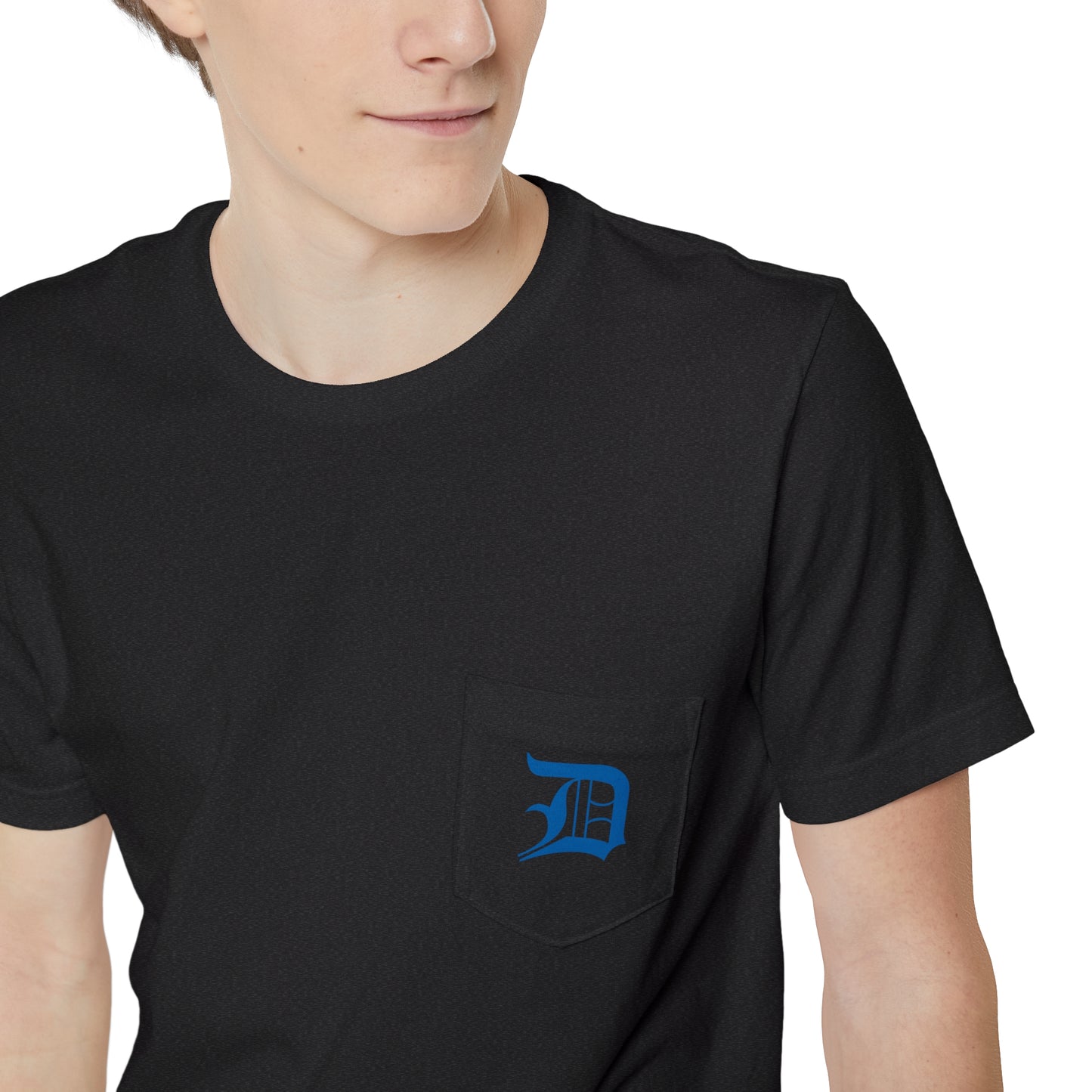 Detroit 'Old English D' Pocket T-Shirt (Azure) | Unisex Standard