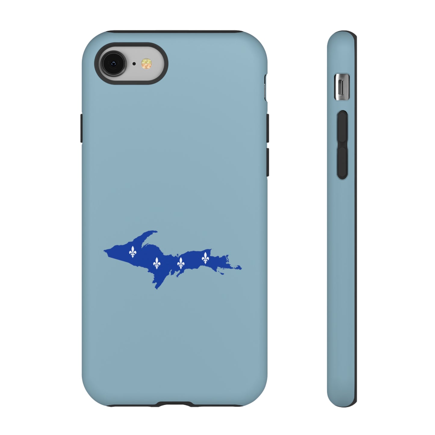 Michigan Upper Peninsula Tough Phone Case (Opal Blue w/ UP Quebec Flag Outline) | Apple iPhone